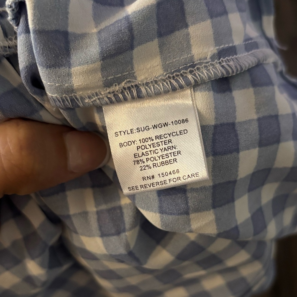 NWT Market & Spruce Light Blue & White Gingham Short Sleeve Smocked Blouse Small - Picture 12 of 12